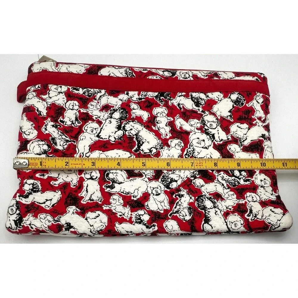 Caroline Herrera Red Matching Glasses Case and Large Makeup Bag Puppies Lot
